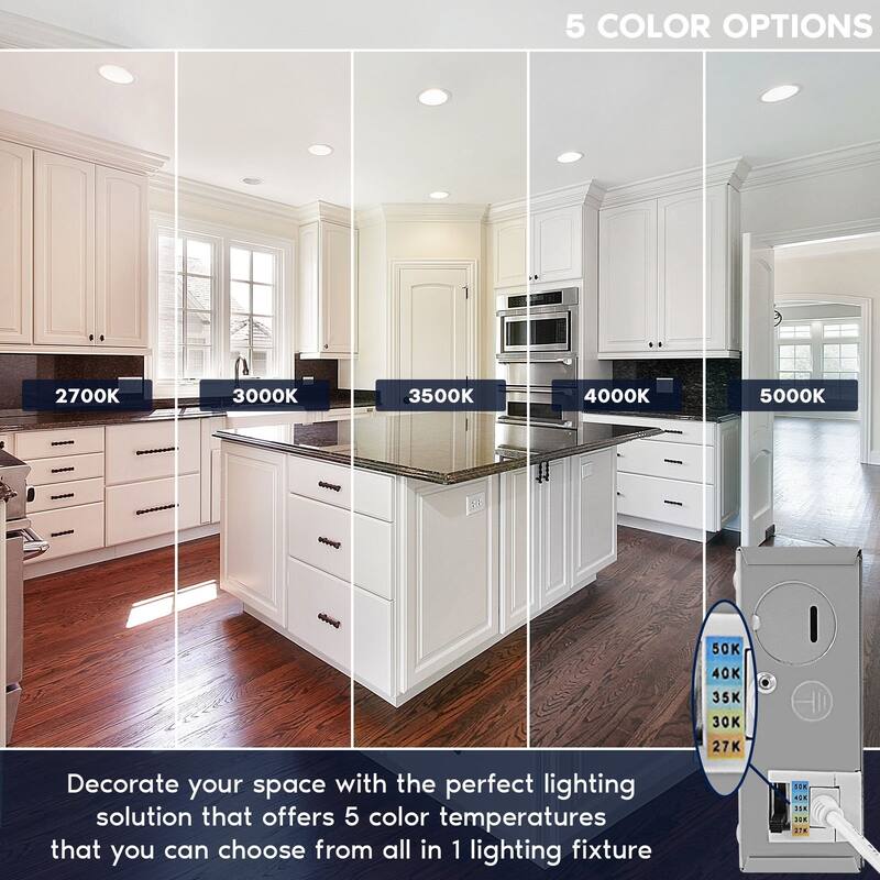 Luxrite 6" LED Recessed Ceiling Light JBox 18W 5 Color Selectable